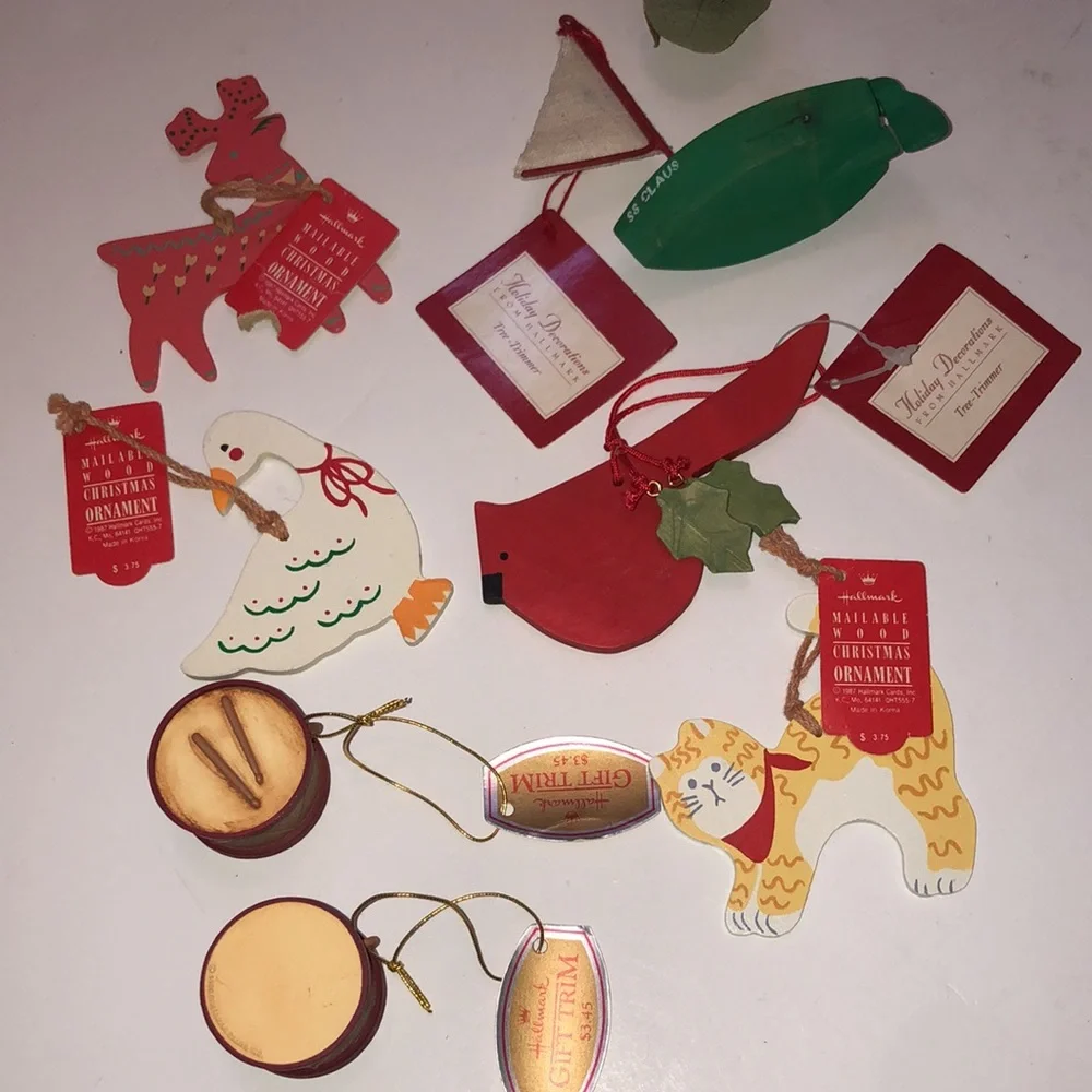 Wooden ornaments Wooden Hallmark Mailable Ornaments 1987